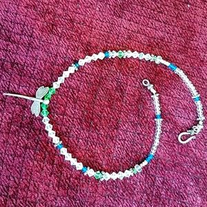 Swarovski beaded and silver beaded dragonfly neckl